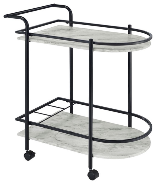 Coaster Desiree Contemporary Metal Rack Bar Cart with Casters in Black