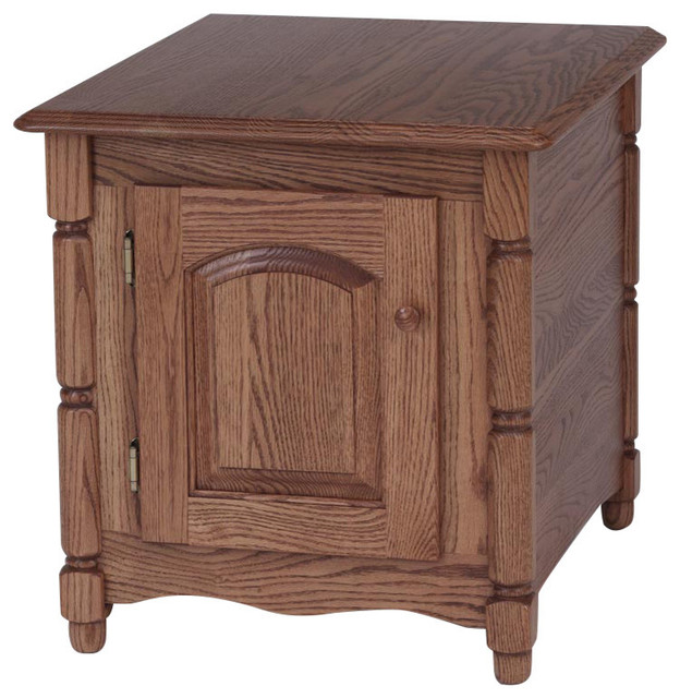 Solid Oak Country Style Storage End Table Traditional Side