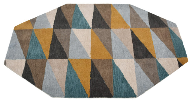 Hand Tufted Wool Area Rug Geometric, [Octagon] 6'x6' - Contemporary ...