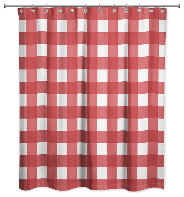 Red Buffalo Check 71x74 Shower Curtain, Buffalo Plaid Shower Curtain Red