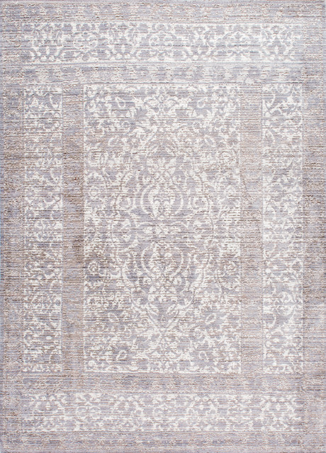 Machine Made Traditional Vintage Persian Border Rug, Gray, 9'x12'