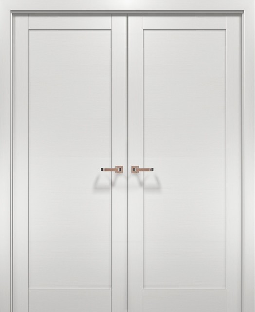 French Double Doors & Hardware | Quadro 4111 White Ash | Bedroom Hall ...