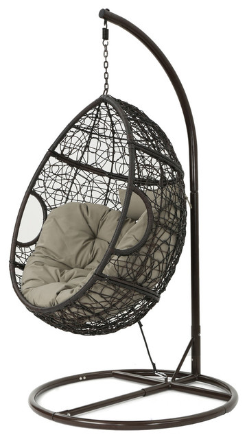 Gdf Studio Kyle Outdoor Wicker Hanging Basket Chair Tropical