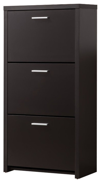 Sophisticated Wooden Shoe Cabinet With 3 Drawer Black Transitional Shoe Storage By Benzara Woodland Imprts The Urban Port