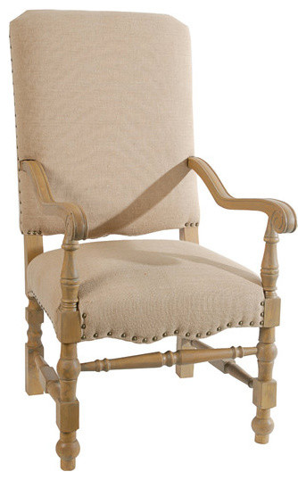 Vintage Style Upholstered Wood Arm Chair - Traditional - Armchairs And