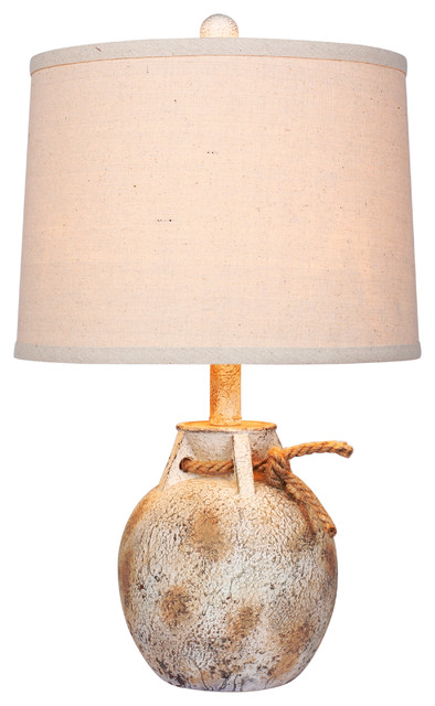 Jug With Rope Resin Table Lamp In, Antique White Table Lamps