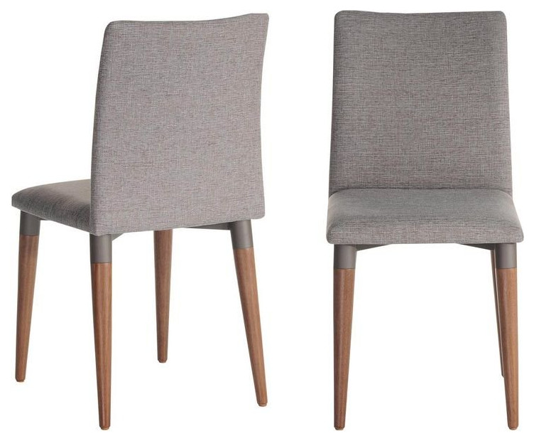 Set of 2 Mid Century Dining Chair, Hardwood Legs With Armless Gray