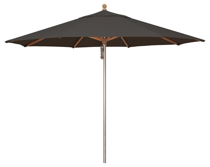 Simply Shade Solefin Aluminum Wood Umbrella in Silver/Blue Sky
