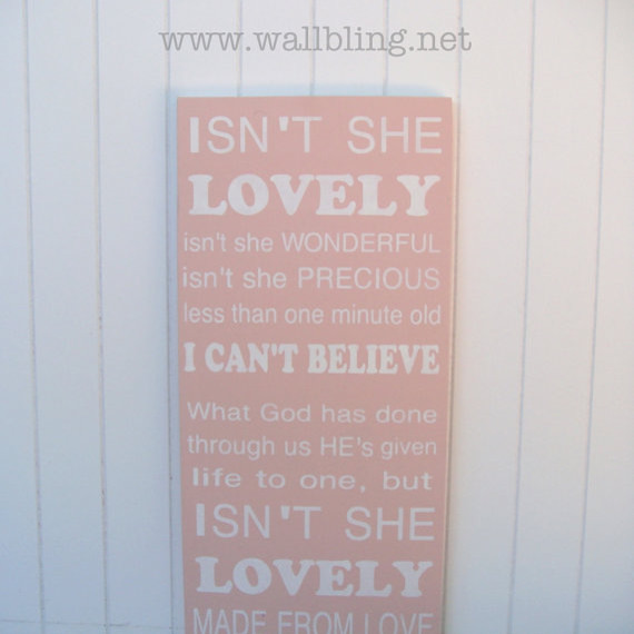 Baby Girl Subway Art Wood Sign, Isn't She Lovely By Wall Bling