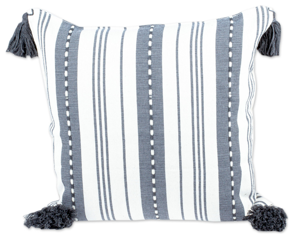 Novica Handmade Gray Elegance Cotton Cushion Cover