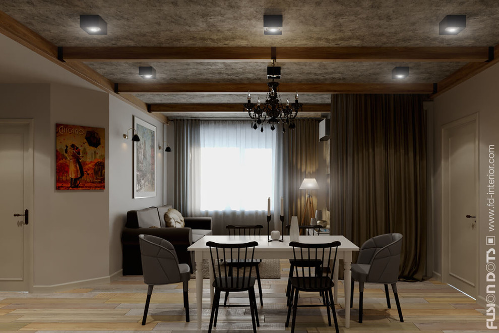 Design the room that combined living, dining areas and kitchen.