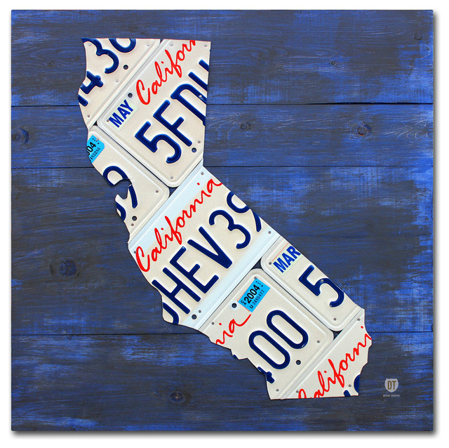 “California License Plate Map” Canvas Art by Design Turnpike, 14"x14