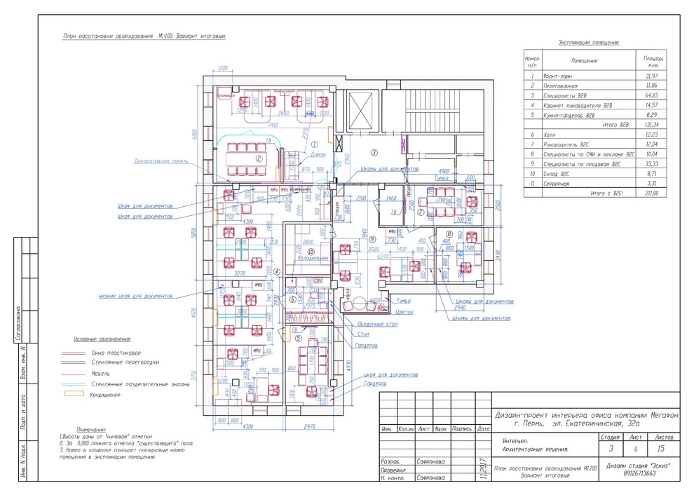 Дизайн-проект офиса B2B компании Мегафон, г.Пермь