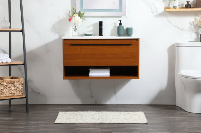 Elegant VF43536MTK 36"Single Bathroom Vanity, Teak - Contemporary ...