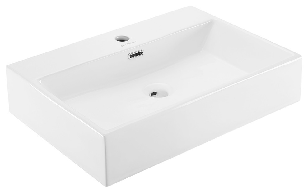 thumbnail image 2 of Claire 24" Rectangle Console Sink – No Faucet Holes, Matte Black Legs, White Ceramic 2 of 13