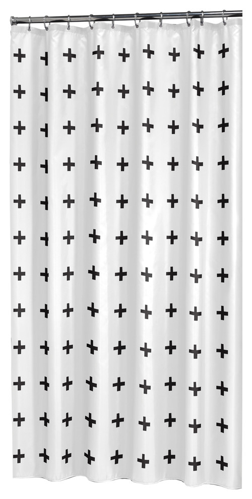 Extra Long Shower Curtain 72 X78 Sealskin Signes Black And White Fabric