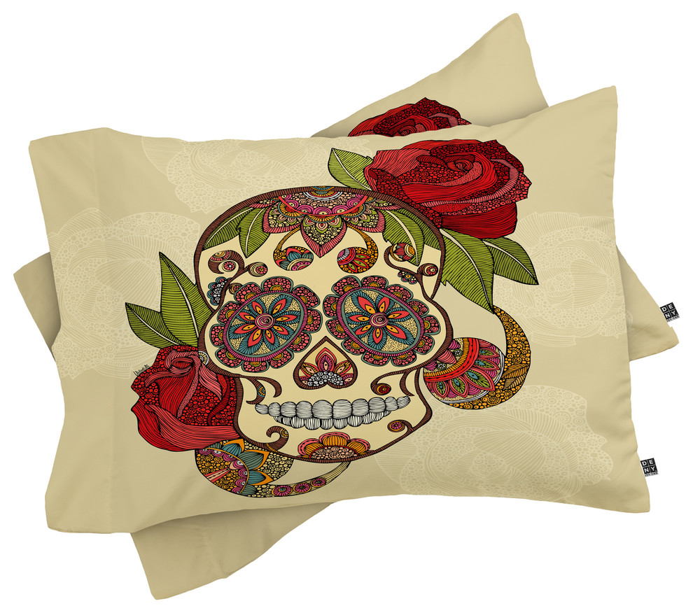 Deny Designs Valentina Ramos Sugar Skull Pillow Shams, King
