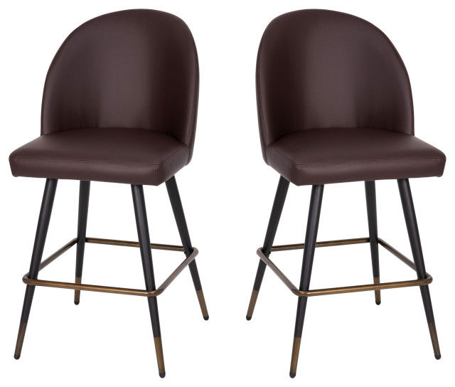 Armless Counter Stools with Contoured BackrestsSet of 2 Midcentury