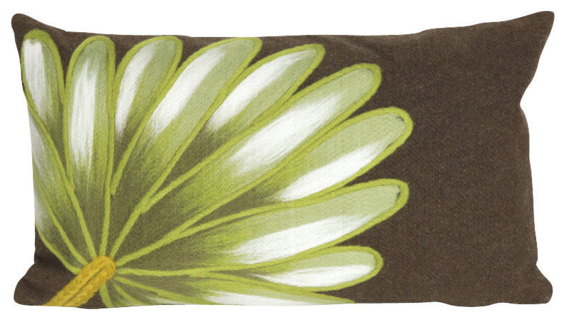 Visions II Palm Fan Pillow, Chocolate, 12"x20"