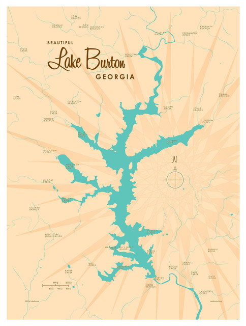 Lake Burton Ga Map Lakebound Lake Burton Georgia Map Art Print - Contemporary - Fine Art  Prints - By Art Of Place | Houzz