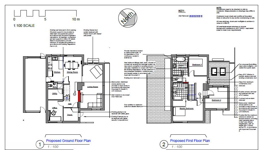 Proposed floor plans — ground and first floor, Rectory Park, Morpeth