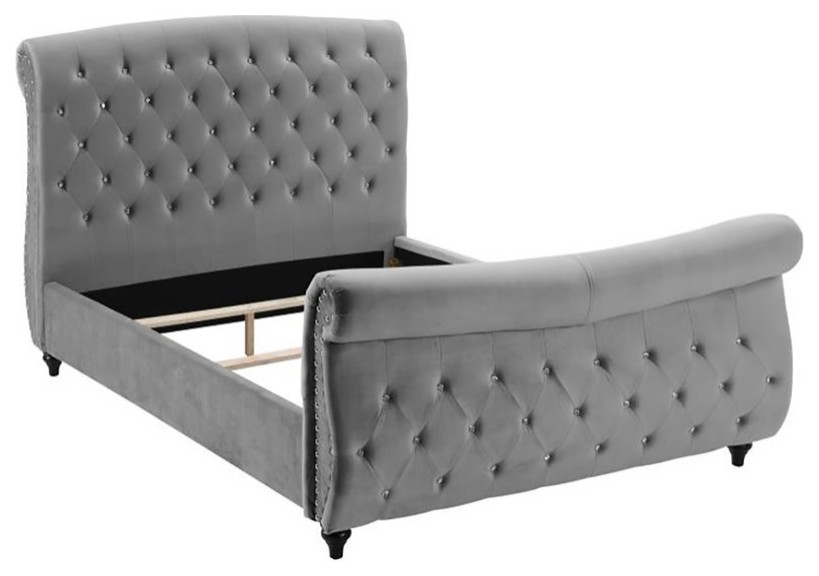 Best Master Furniture Jennifer Tufted California King Platform Bed in Gray