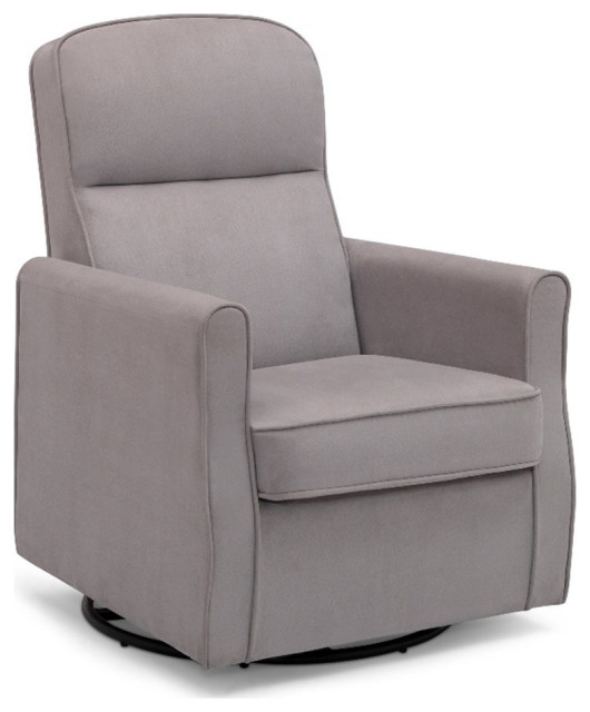 Delta Children Clair Fabric Slim Nursery Glider Swivel Rocker Chair in Dove Gray