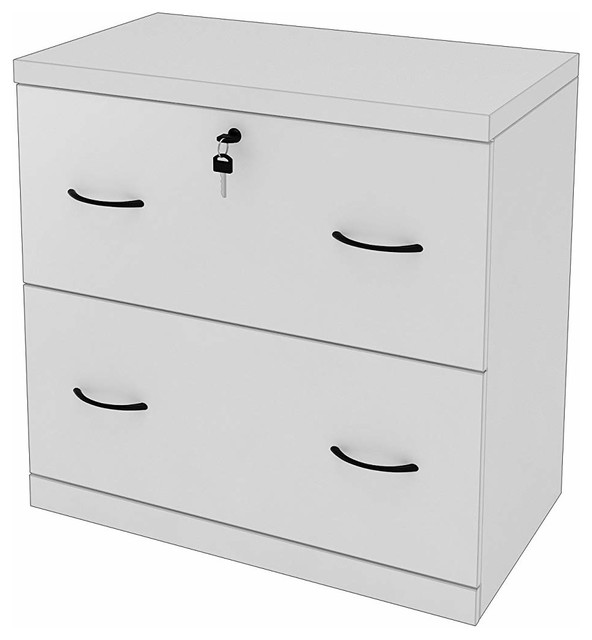 Modern Lateral File Cabinet In Mdf With 2 Drawers And Lockable For