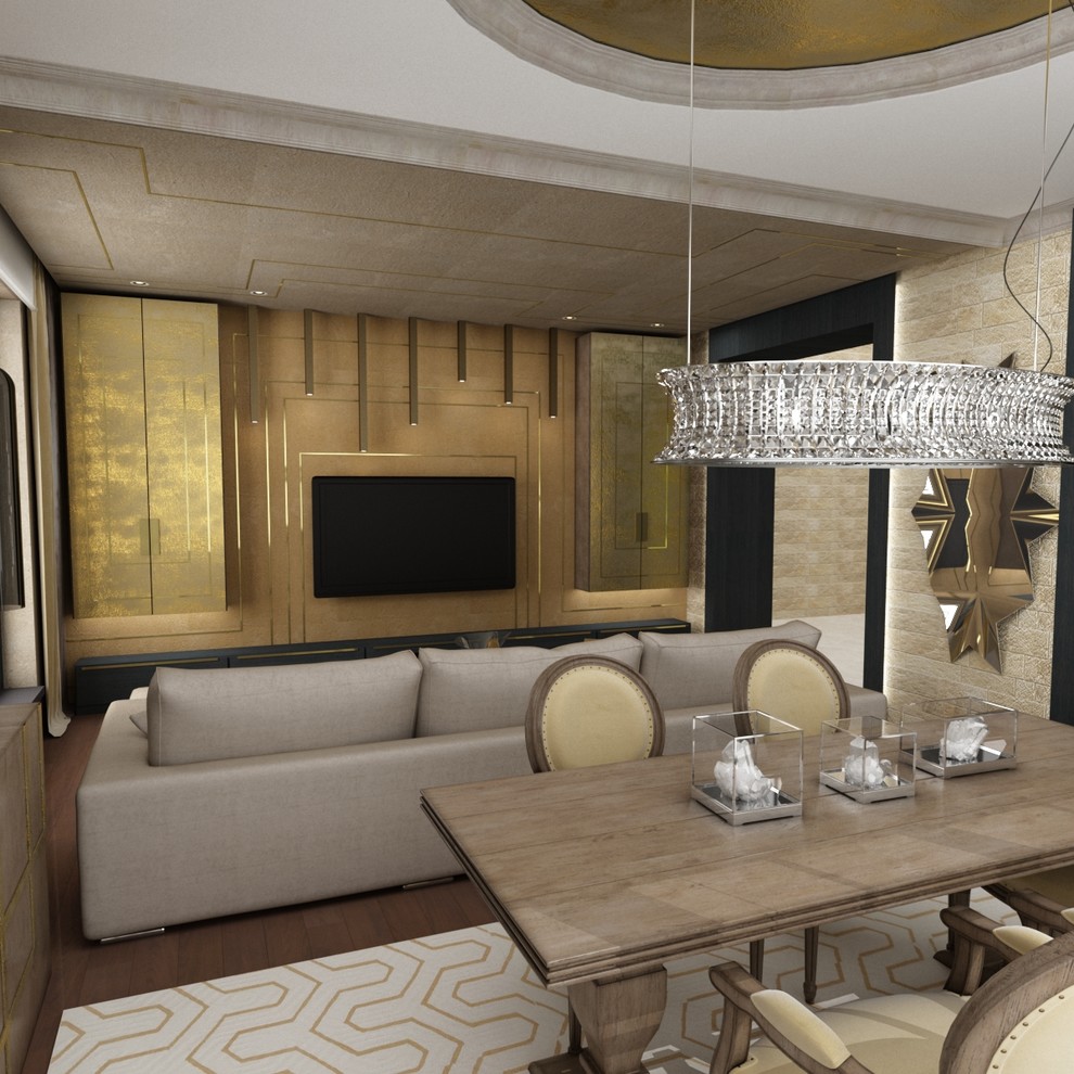 Гостиная и библиотека для частного дома на Широкой речке