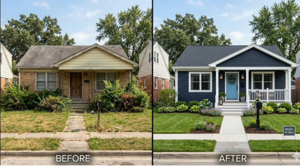 Before and after renovation of a home in Auburn