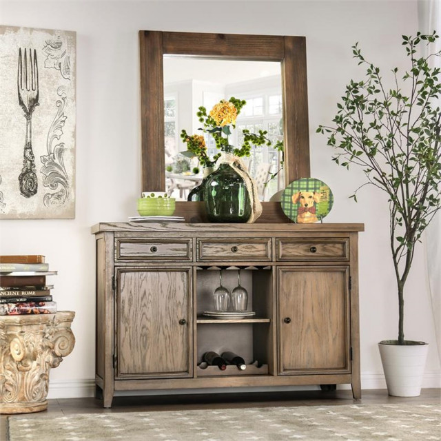 Reproduction Rustic Server Furniture of America Aggate Rustic Solid Wood Server in Rustic Natural ...