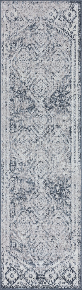 Mikaela Traditional Oriental Blue Runner Rug, 2' x 7'