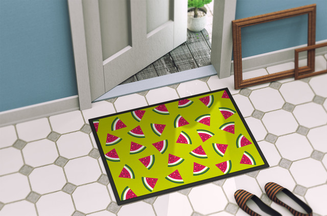 Watermelon On Lime Green Indoor Outdoor Mat 24 X36