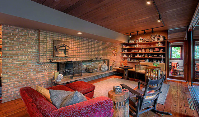 Interior Designer's own home in the woods eclectic-living-room