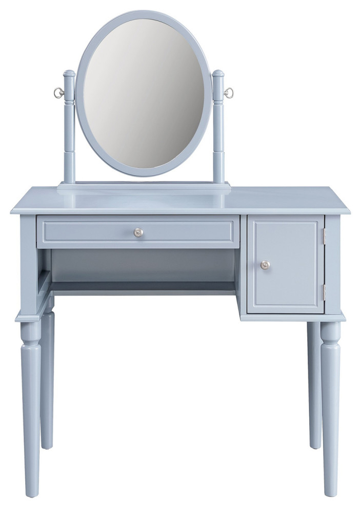 Upholstered Vanity Set, Cream/Gray Traditional Bedroom & Makeup Vanities by Simple Relax