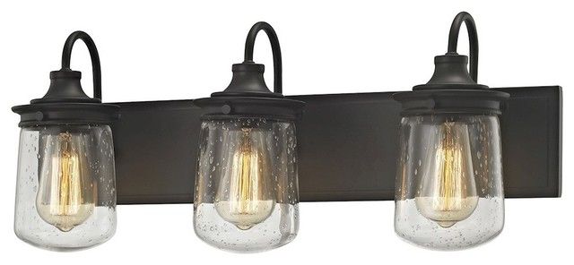 Hamel 3 Light Vanity in Oil Rubbed Bronze with Clear Seedy Glass