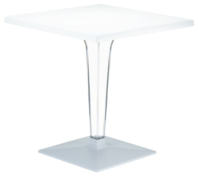 Compamia Ice Square Dining Table, White Top, 27.6"