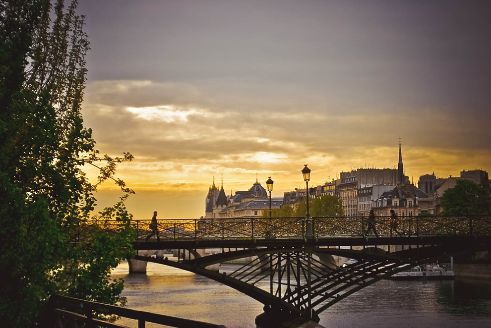 Bridge Over The Seine At Sunset-Paris France, Fine Art Photography Print, 12X18
