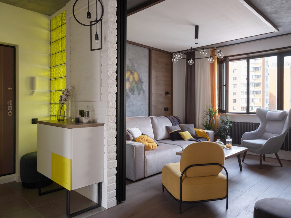 Свежая идея для дизайна: гостиная комната - отличное фото интерьера