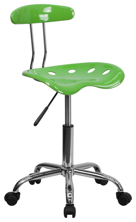 Vibrant Spicy Lime and Chrome Swivel Task Chair With Tractor Seat
