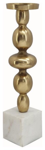 Chessy Candle or Candle Holder, Gold and White