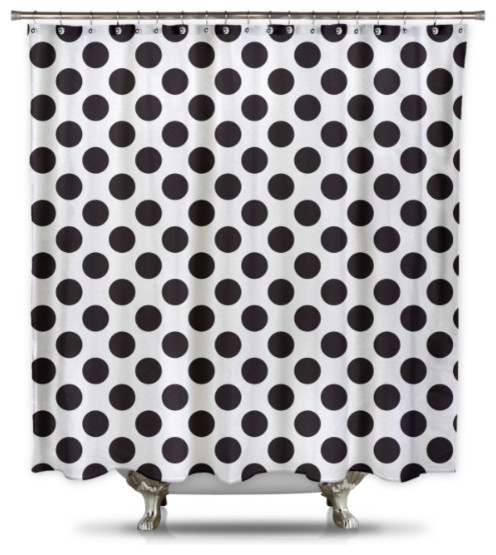 Polka Dot Fabric Shower Curtain White And Black Contemporary Curtains By Hq Houzz Polka Dot Fabric Shower Curtain White, Black And White Polka Dot Shower Curtain