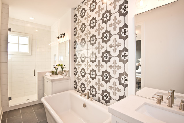 Pattern Tile Bathroom industrielt-badevaerelse