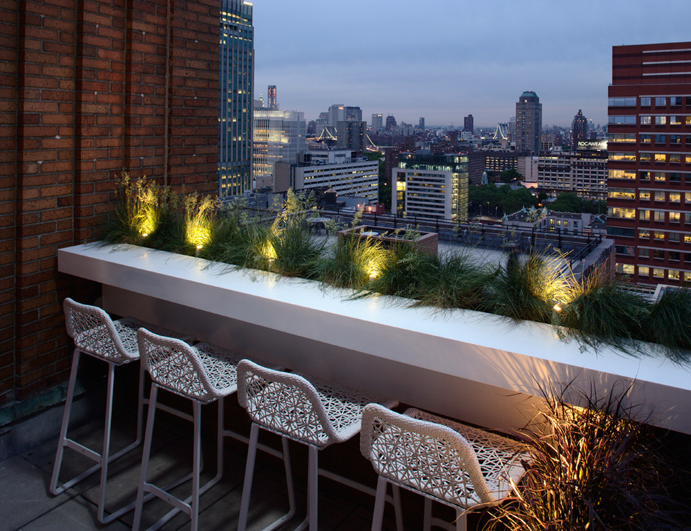 Design ideas for a contemporary rooftop and rooftop deck in New York.