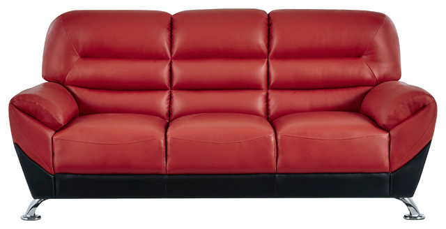 Global Furniture Flared Arms Red Black Sofa Contemporary Sofas Global Furniture Flared Arms Red Black Sofa