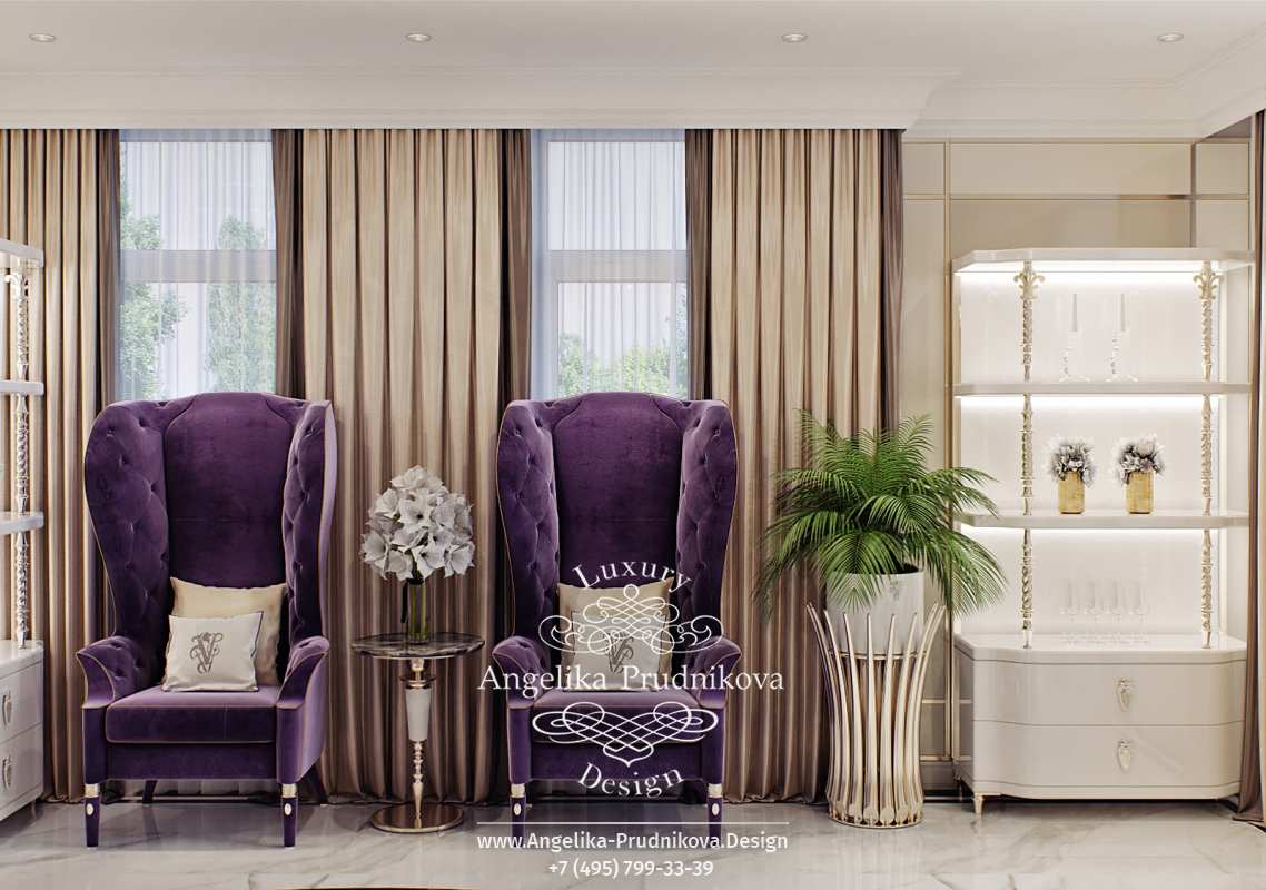 Дизайн-проект интерьера холла в в стиле ар-деко ЖК "Алые паруса"