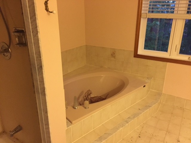 Major pluming change for Master Bathroom Renovation - Before & After