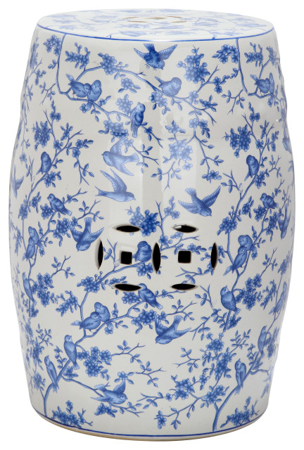 Safavieh Blue Birds Garden Stool Asian Accent And Stools By Hedgeapple Houzz - Blue And White Porcelain Garden Stool