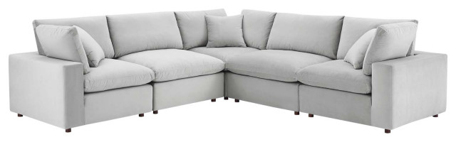 Commix Down Filled Overstuffed Performance Velvet 5-Piece Sectional