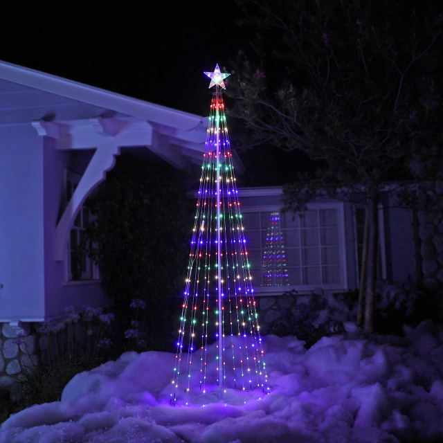Large Tower Christmas Tree with MultiFunctional LED Lights Traditional Outdoor Holiday